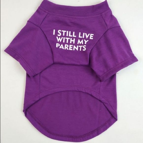 “Still Live With My Parents" Pet Shirt - All Sizes - Purple - Picture 2 of 4